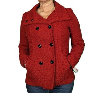 Valerie Stevens NWT Women's Woven Red Poly/Wool Blend Car Coat Jacket Peacoat